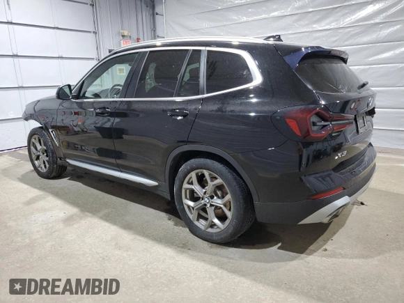 2022 BMW X3 xDrive30i with VIN 5UX53DP01N9M07451, listed as a Copart auction lot 45893785 with 36,661 mi miles and Salvage Title. Bid and sale history available at DreamBid. Image 2.