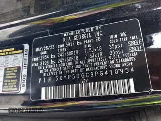 2023 Kia Telluride SX Prestige X-Pro с VIN 5XYP5DGC9PG410954, выставлен на аукционе IAAI как лот 42256472 с пробегом 32 378 миль миль и . История ставок и продаж доступна на DreamBid. Изображение 9.