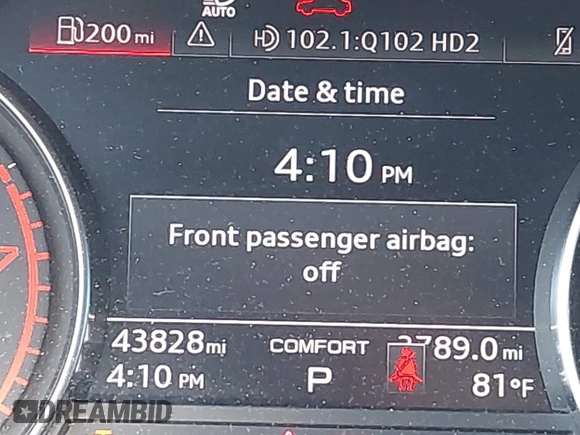 2021 Audi A4 S line Premium with VIN WAUDAAF46MN007457, listed as a IAAI auction lot 42143849 with 43,828 mi miles and . Bid and sale history available at DreamBid. Image 14.