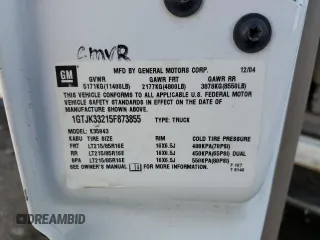 2005 GMC Sierra 3500 DRW Work Trk z VIN 1GTJK33215F873855, wystawiony jako Copart lot #44970565 z przebiegiem 214 306 mil mil oraz Szkoda całkowita • Salvage title. Historia ofert i sprzedaży dostępna na DreamBid. Obrazek 13.