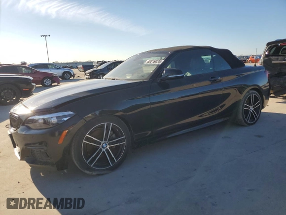 2020 BMW 2 Series 230i with VIN WBA2M7C01L7E59616, listed as a Copart auction lot 88319025 with 36,890 mi miles and Salvage Title. Bid and sale history available at carsss.com. Image 1.