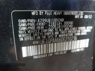 2013 Subaru Impreza 2.0i с VIN JF1GPAA66DG210236, выставлен на аукционе Copart как лот 55723205 с пробегом 211 130 миль миль и Списание • Salvage title. История ставок и продаж доступна на DreamBid. Изображение 13.