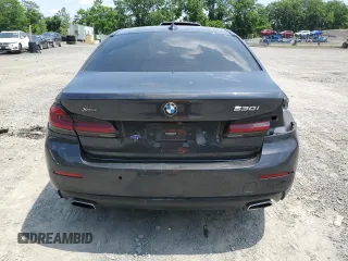 2021 BMW 5 Series 530i xDrive with VIN WBA13BJ01MWW93568, listed as a Copart auction lot 61368935 with 107,638 mi miles and Salvage title. Bid and sale history available at DreamBid. Image 6.
