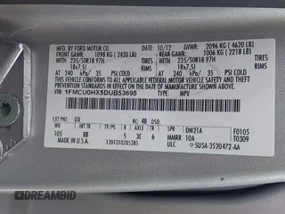 2013 Ford Escape SEL with VIN 1FMCU0HX5DUB53695, listed as a IAAI auction lot 42795881 with 165,330 mi miles and . Bid and sale history available at DreamBid. Image 9.