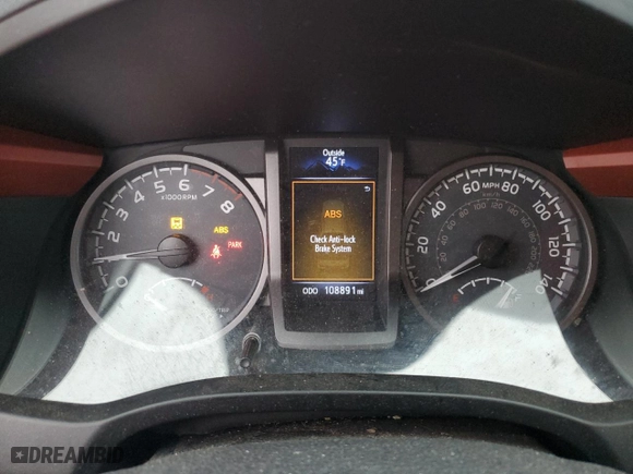 2017 Toyota Tacoma SR5 with VIN 5TFCZ5AN5HX092655, listed as a Copart auction lot 47048885 with 108,891 mi miles and Salvage Title. Bid and sale history available at carsss.com. Image 9.