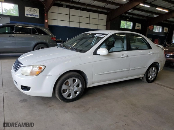 2008 Kia Spectra EX with VIN KNAFE121185494050, listed as a Copart auction lot 68599644 with 165,610 mi miles and Clean Title. Bid and sale history available at carsss.com. Image 1.