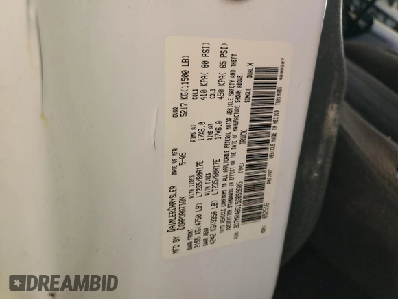 2005 Dodge 3500 SLT z VIN 3D7MR48C15G859605, wystawiony jako Copart lot #55133275 z przebiegiem Nie podano mil oraz Nie do naprawy • Non repairable. Historia ofert i sprzedaży dostępna na DreamBid. Obrazek 13.