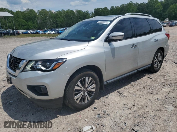 2017 Nissan Pathfinder SL with VIN 5N1DR2MN7HC650880, listed as a Copart auction lot 56006025 with 74,945 mi miles and Salvage title. Bid and sale history available at DreamBid. Image 1.