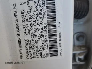 2020 Honda Accord EX z VIN 1HGCV1F42LA096809, wystawiony jako Copart lot #62308565 z przebiegiem 88 866 mil mil oraz Szkoda całkowita • Salvage title. Historia ofert i sprzedaży dostępna na DreamBid. Obrazek 13.
