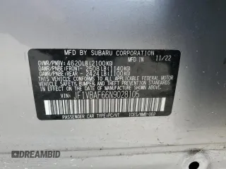 2022 Subaru WRX Premium z VIN JF1VBAF66N9028105, wystawiony jako Copart lot #60157765 z przebiegiem 18 713 mil mil oraz Szkoda całkowita • Salvage title. Historia ofert i sprzedaży dostępna na DreamBid. Obrazek 12.