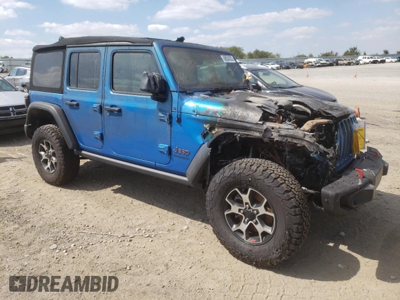 2022 Jeep Wrangler Unlimited Rubicon with VIN 1C4JJXFM7NW237044, listed as a Copart auction lot 68004203 with Not provided miles and Salvage title. Bid and sale history available at DreamBid. Image 4.