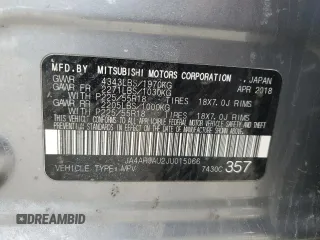 2018 Mitsubishi Outlander Sport ES 2.0 with VIN JA4AR3AU2JU015066, listed as a Copart auction lot 52075445 with 179,910 mi miles and Salvage Title. Bid and sale history available at carsss.com. Image 14.
