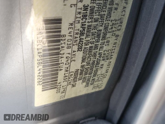 2011 Nissan Versa S with VIN 3N1BC1AP5BL442282, listed as a Copart auction lot 52713645 with 147,356 mi miles and Salvage title. Bid and sale history available at DreamBid. Image 12.