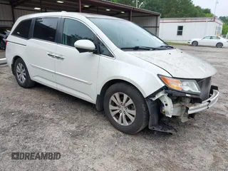2014 Honda Odyssey EX-L with VIN 5FNRL5H60EB045551, listed as a IAAI auction lot 42434784 with 227,391 mi miles and . Bid and sale history available at DreamBid. Image 1.