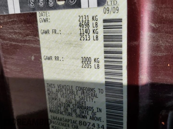 2010 Nissan Maxima S z VIN 1N4AA5AP1AC807434, wystawiony jako Copart lot #55472875 z przebiegiem 161 468 mil mil oraz Szkoda całkowita • Salvage title. Historia ofert i sprzedaży dostępna na DreamBid. Obrazek 12.