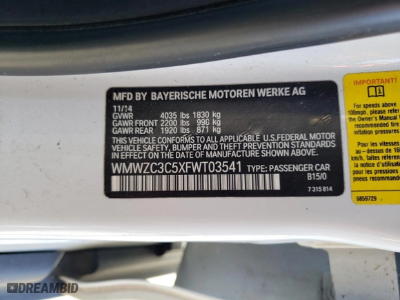 2015 MINI Cooper Countryman S with VIN WMWZC3C5XFWT03541, listed as a Copart auction lot 83949794 with 116,484 mi miles and Salvage Title. Bid and sale history available at carsss.com. Image 14.