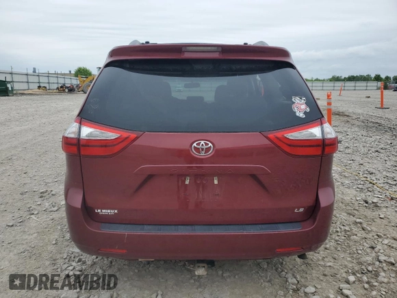 2016 Toyota Sienna LE AAS with VIN 5TDKK3DCXGS757469, listed as a Copart auction lot 60511615 with 130,387 mi miles and Non repairable. Bid and sale history available at DreamBid. Image 6.