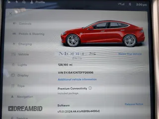 2013 Tesla Model S with VIN 5YJSA1CN7DFP26996, listed as a IAAI auction lot 42244540 with 128,160 mi miles and . Bid and sale history available at DreamBid. Image 7.