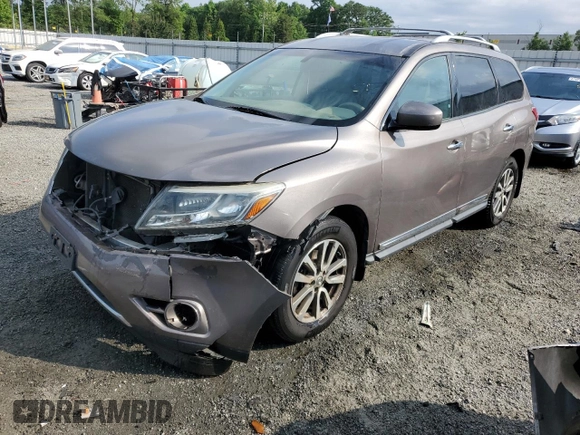 2014 Nissan Pathfinder Platinum with VIN 5N1AR2MMXEC613392, listed as a Copart auction lot 57234955 with 231,830 mi miles and Salvage title. Bid and sale history available at DreamBid. Image 1.