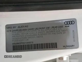 2016 Audi A3 2.0T Premium with VIN WAUB8GFFXG1084819, listed as a Copart auction lot 44839053 with 55,890 mi miles. Bid and sale history available at carsss.com. Image 12.