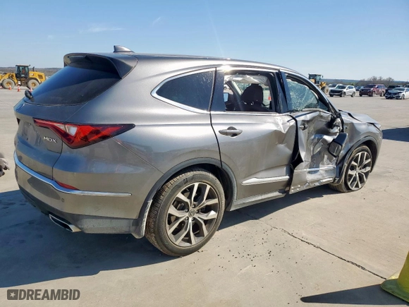 2022 Acura MDX w/Technology Package with VIN 5J8YD9H43NL012136, listed as a Copart auction lot 45752875 with 0 mi miles and Salvage Title. Bid and sale history available at carsss.com. Image 3.