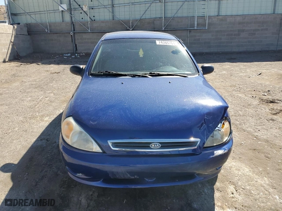 2002 Kia Rio with VIN KNADC123X26125297, listed as a Copart auction lot 74368764 with 72,025 mi miles and Salvage Title. Bid and sale history available at carsss.com. Image 5.