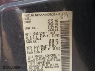 2012 Nissan Pathfinder SV with VIN 5N1AR1NN3CC617525, listed as a Copart auction lot 47938735 with 164,824 mi miles and Salvage Title. Bid and sale history available at carsss.com. Image 13.