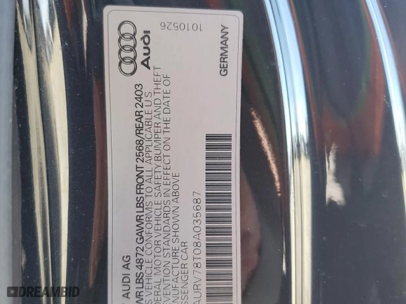 2008 Audi S5 with VIN WAURV78T08A035687, listed as a Copart auction lot 81919364 with 132,296 mi miles and Salvage Title. Bid and sale history available at carsss.com. Image 12.