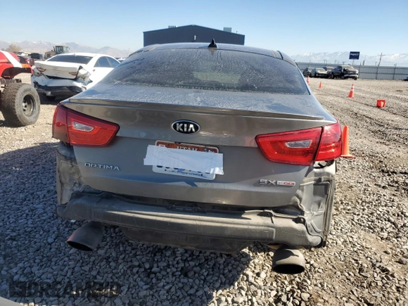 2015 Kia Optima SX Turbo with VIN 5XXGR4A60FG445912, listed as a Copart auction lot 79620894 with 77,354 mi miles and Salvage Title. Bid and sale history available at carsss.com. Image 6.