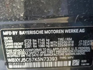 2019 BMW X2 xDrive28i with VIN WBXYJ5C57K5N73393, listed as a Copart auction lot 82910154 with 21,138 mi miles and Salvage Title. Bid and sale history available at carsss.com. Image 13.