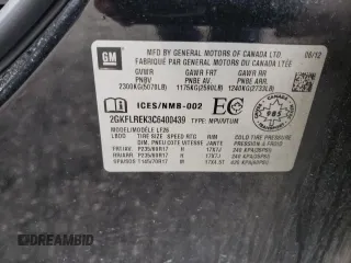 2012 GMC Terrain SLE-1 with VIN 2GKFLREK3C6400439, listed as a Copart auction lot 58942445 with 191,309 mi miles and Clean title. Bid and sale history available at DreamBid. Image 14.