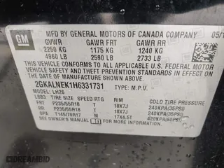 2017 GMC Terrain SLE with VIN 2GKALNEK1H6331731, listed as a IAAI auction lot 41630461 with 75,446 mi miles. Bid and sale history available at carsss.com. Image 9.