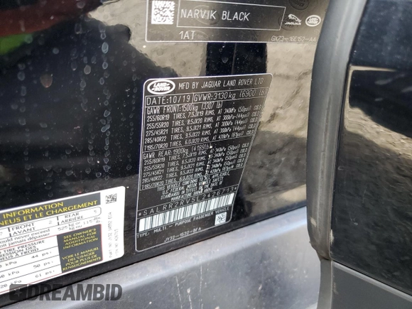 2020 Land Rover Discovery HSE z VIN SALRR2RV5L2426713, wystawiony jako Copart lot #75987104 z przebiegiem 58 287 mil mil oraz Szkoda całkowita • Salvage title. Historia ofert i sprzedaży dostępna na DreamBid. Obrazek 14.