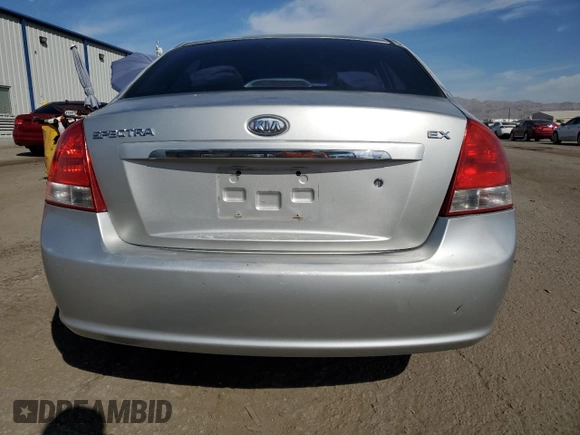2008 Kia Spectra EX with VIN KNAFE122185498723, listed as a Copart auction lot 75348554 with 117,950 mi miles and Salvage Title. Bid and sale history available at carsss.com. Image 6.