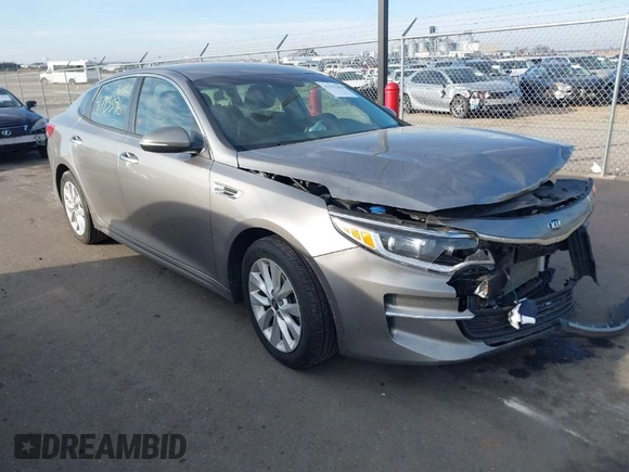 2018 Kia Optima LX with VIN 5XXGT4L33JG264459, listed as a IAAI auction lot 41793396 with 62,450 mi miles. Bid and sale history available at carsss.com. Image 1.