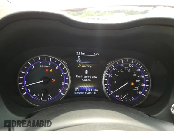 2017 Infiniti Q60 Red Sport 400 with VIN JN1FV7EK9HM610355, listed as a Copart auction lot 57042185 with 54,581 mi miles and Salvage title. Bid and sale history available at DreamBid. Image 9.