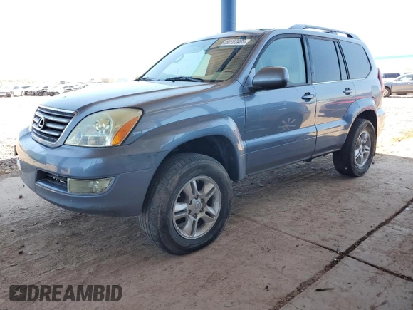 2006 Lexus GX 470 z VIN JTJBT20X960120748, wystawiony jako Copart lot #60102405 z przebiegiem 242 521 mil mil oraz Czysty tytuł • Clean title. Historia ofert i sprzedaży dostępna na DreamBid. Obrazek 1.