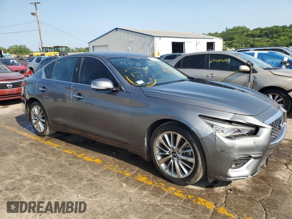 2021 Infiniti Q50 Luxe with VIN JN1EV7BR8MM753076, listed as a Copart auction lot 64990564 with 27,847 mi miles and Salvage title. Bid and sale history available at DreamBid. Image 4.