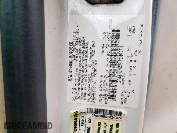 2013 Ford Fusion SE с VIN 3FA6P0HR2DR240574, выставлен на аукционе Copart как лот 57144865 с пробегом 113 668 миль миль и Списание • Salvage title. История ставок и продаж доступна на DreamBid. Изображение 12.