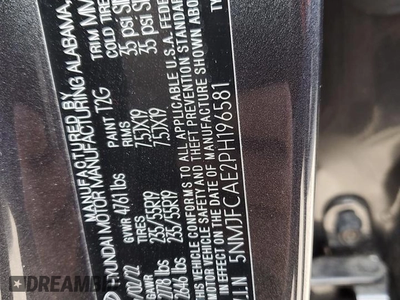 2023 Hyundai Tucson SEL z VIN 5NMJFCAE2PH196581, wystawiony jako Copart lot #48885265 z przebiegiem 44 171 mil mil oraz Szkoda całkowita • Salvage title. Historia ofert i sprzedaży dostępna na DreamBid. Obrazek 14.