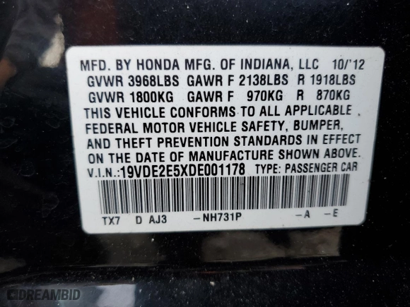 2013 Acura ILX 2.4L Premium Pkg with VIN 19VDE2E5XDE001178, listed as a Copart auction lot 80081544 with NaN miles and Salvage Title. Bid and sale history available at carsss.com. Image 13.