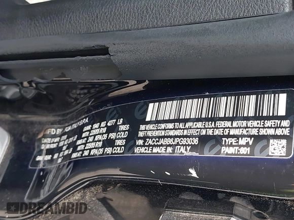 2018 Jeep Renegade Latitude с VIN ZACCJABB6JPG93036, выставлен на аукционе IAAI как лот 42663091 с пробегом 115 912 миль миль и . История ставок и продаж доступна на DreamBid. Изображение 9.