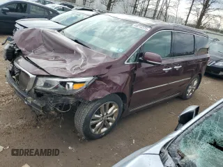 2016 Kia Sedona SX-L with VIN KNDME5C19G6138311, listed as a Copart auction lot 49214375 with 68,500 mi miles and Salvage Title. Bid and sale history available at carsss.com. Image 1.