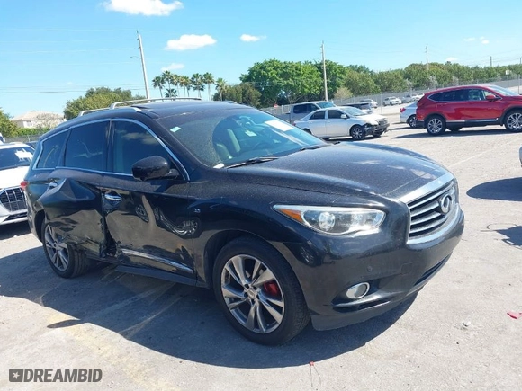 2015 Infiniti QX60 with VIN 5N1AL0MNXFC513454, listed as a IAAI auction lot 41843950 with 110,047 mi miles. Bid and sale history available at carsss.com. Image 1.