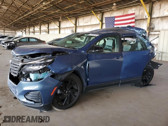 2024 Chevrolet Equinox LS z VIN 3GNAXHEG8RL373976, wystawiony jako Copart lot #54195365 z przebiegiem 26 933 mil mil oraz Szkoda całkowita • Salvage title. Historia ofert i sprzedaży dostępna na DreamBid. Obrazek 1.