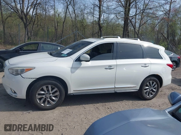 2013 Infiniti JX35 with VIN 5N1AL0MM7DC345759, listed as a IAAI auction lot 42154786 with 148,096 mi miles. Bid and sale history available at carsss.com. Image 15.
