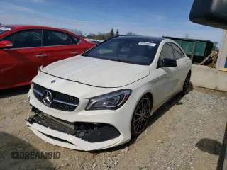 2018 Mercedes-Benz CLA with VIN WDDSJ4EB7JN533819, listed as a Copart auction lot 43959063 with 107,558 mi miles. Bid and sale history available at carsss.com. Image 1.