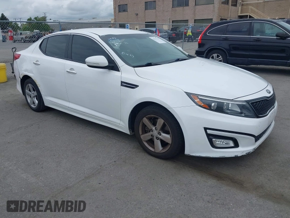 2015 Kia Optima LX with VIN KNAGM4A74F5662579, listed as a IAAI auction lot 42127251 with 144,138 mi miles and . Bid and sale history available at carsss.com. Image 1.