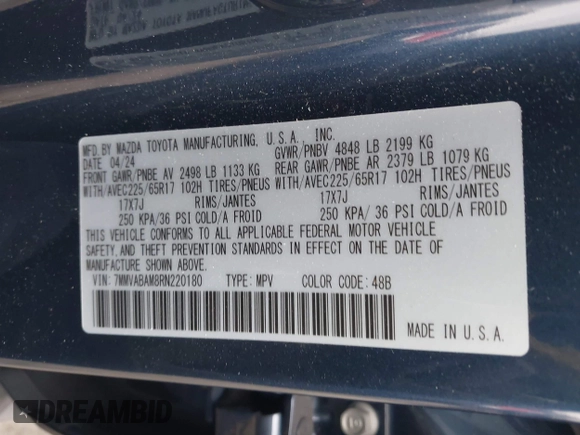 2024 Mazda CX-50 S Select with VIN 7MMVABAM8RN220180, listed as a IAAI auction lot 40608590 with 3,203 mi miles and . Bid and sale history available at DreamBid. Image 9.
