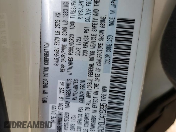 2020 Mazda CX-9 Grand Touring with VIN JM3TCADY0L0416295, listed as a Copart auction lot 47104585 with Not Provided miles and Salvage Title. Bid and sale history available at carsss.com. Image 15.